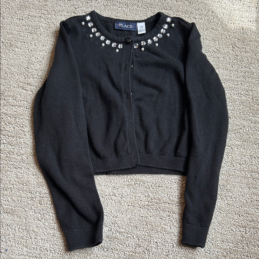 Place Black Sweater with Sparkling Collar